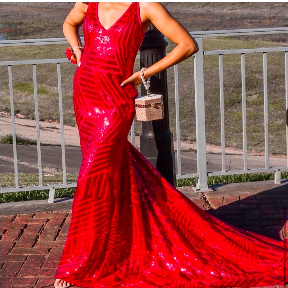 Red sequin gown